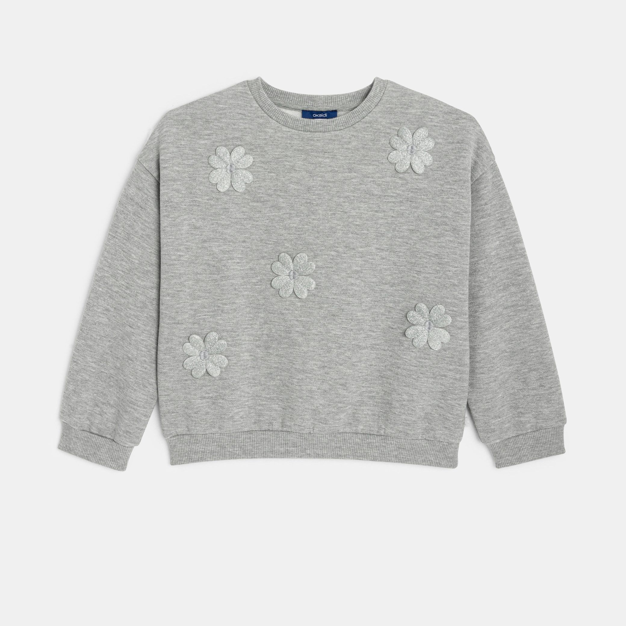 Áo sweatshirt hoa xám cho bé gái